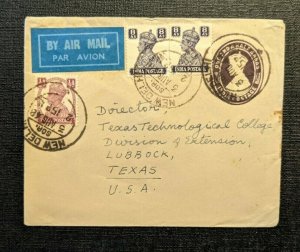 1948 New Delhi India Airmail Postal Stationary Cover to Lubbock Texas USA
