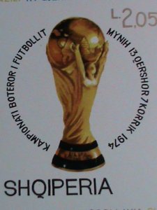 ALBANIA STAMPS-1974  WORLD CUP SOCCER CHAMPIONSHIP-IMPERF -MNH S/S-SHEET VF