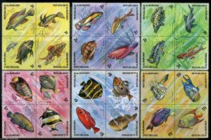 BURUNDI  BIRDS & FISH  SCOTT#449/54   MINT NEVER HINGED