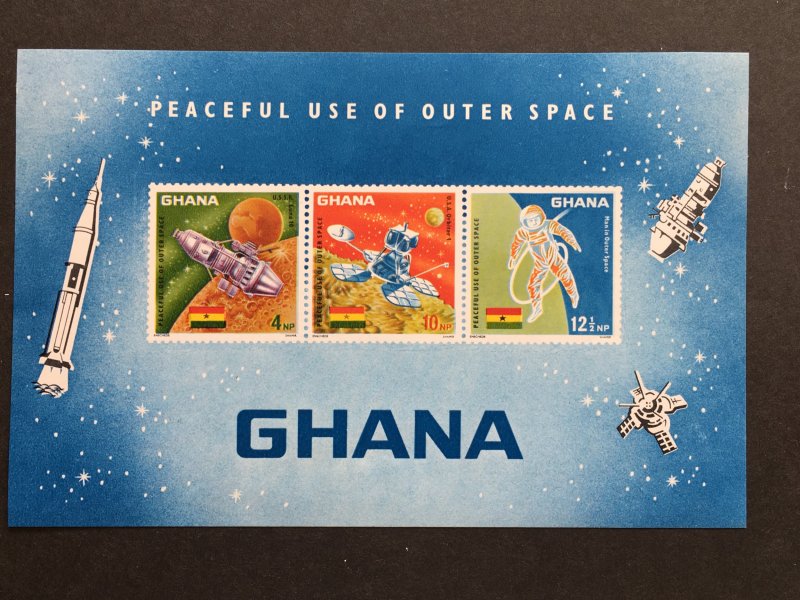 1968 Ghana 3 mini sheets of 12 and 1 SS - Peaceful use of Space, MNH, Sc# 305-7a