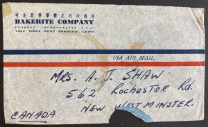 1947 Shang China Commercial Airmail Cover To Westminster Canada Inflation Rate S