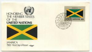 United Nations #405 Flag Series 1983, Jamaica, Artmaster, FDC