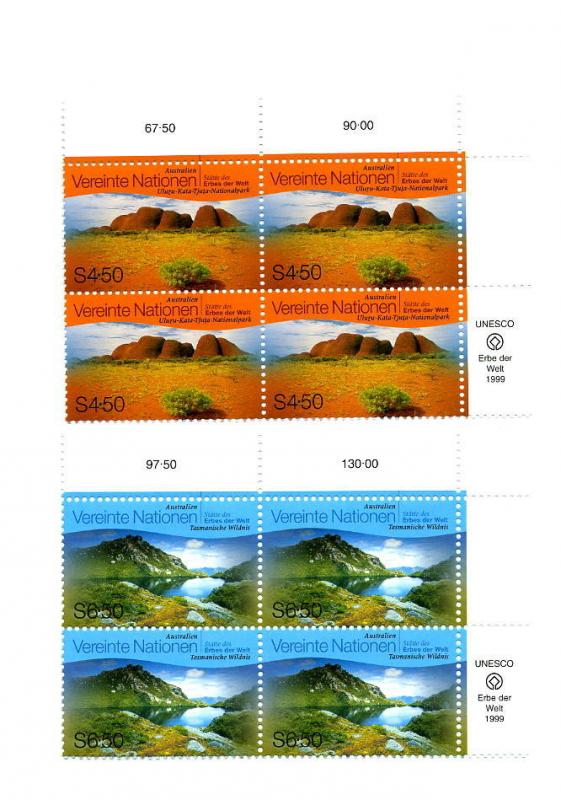 UN Vienna-Scott's #250-251 Australia - Insription Blocks -M NH