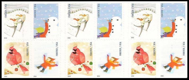 US 4940b Holiday Winter Fun forever booklet (20 stamps) MNH 2014