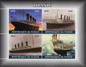 Chad 2018 Tribute to the TITANIC (1912-2018) Ships Sheetlet (4) Perforated MNH