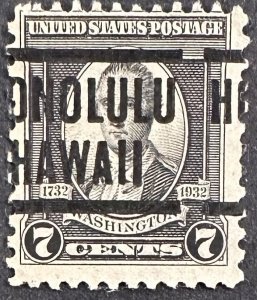 US #712 Used 7c Washington w/Honolulu Hawaii Precancel 1932 [B4.7.1]