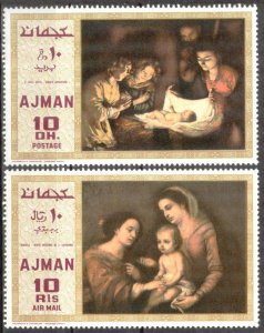 Ajman 1969 Art Paintings Christmas Murillo Notty Set of 2 MNH