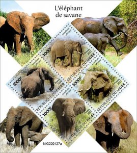 Togo 2022 MNH Wild Animals Stamps Elephants African Bush Elephant 4v M/S