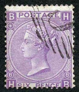 SG109 6d Mauve Plate 8 SUPERB used with Clear Profile