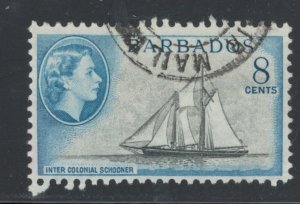 Barbados 1953 Queen Elizabeth II & Intercolonial Schooner 8c Scott # 241 Used