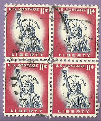 Block of 4 US Used Stamps 1044A Statue of Liberty #2