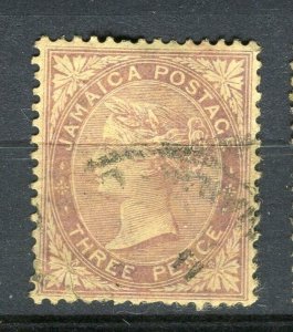 JAMAICA; 1905 early classic QV Crown CA issue used 3d. value