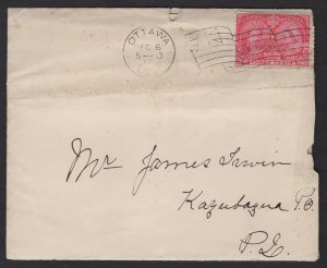 1897 Ottawa “Unfinished flag” cancel (DE 6 97) ties #53 3c Jubilee on cov...