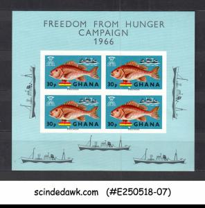 GHANA - 1966 FREEDOM FROM HUNGER CAMPAIGN / FISH - MINIATURE SHEET MNH IMPERF