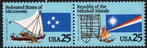 SC#2506-07 25¢ Micronesia & Marshall Islands Pair (1990) MNH