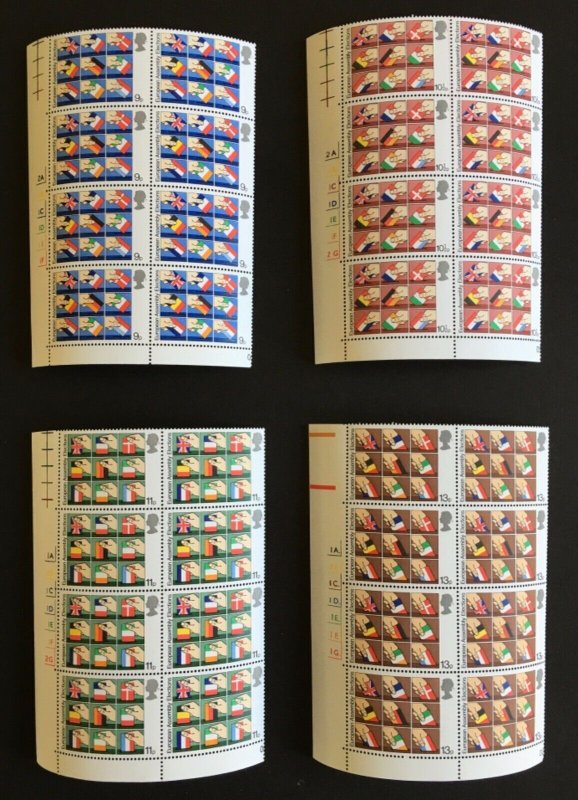 QEII Mint MNH Cylinder Blocks of 8 Full Set 1979 European Assembly