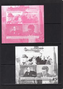 Congo 2012 Sir Winston Churchill/J.F.Kennedy/J.Nehru 4 Color Proofs + 1 Original