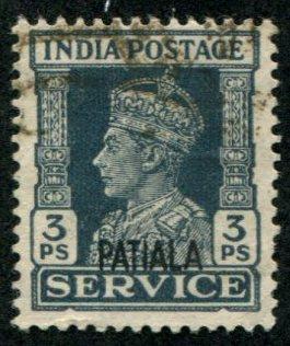 India - Patiala SC# O40 King George VI, 3ps, cancelled