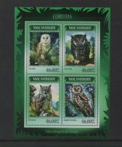 Thematic stamps Birds - Mozambique 2014 Owls 4v sheet - mint