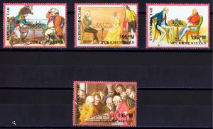 Turkmenistan 1998 YT#111/114 THE HISTORY OF CHESS Set (4) Perforated MNH