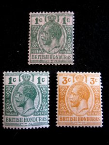 BRITISH HONDURAS - SCOTT# 75,77,85 - LH - CAT VAL $11.50