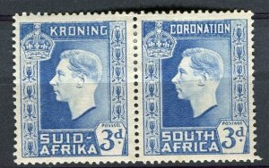 SOUTH AFRICA; 1937 early GVI Coronation issue Mint hinged 3d. Pair