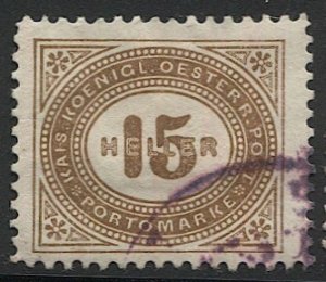 AUSTRIA 1899  15h Postage Due Sc J30, used VF, purple cancel