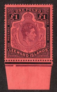 LEEWARD ISLANDS 1942 £1 George VI; SG 114b, Scott 115b; MNH