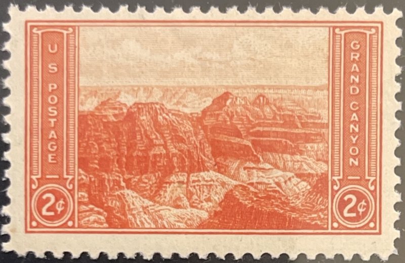 Scott #741 1934 2¢ National Parks Grand Canyon unused HR