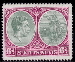 ST KITTS-NEVIS GVI SG74c, 6d green & purple, NH MINT. Cat £10. PERF 14