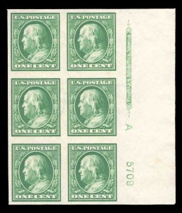 momen: US Stamps #383 PLATE BLOCK MINT OG NH LOT #79013