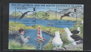 SOUTH GEORGIA  339-343 petrel albatross birds  S/S and LL corner blocks VFNH