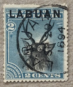 Labuan 1894 2c Sambar with full date postal cds! Scott 50, CV $14.00. SG 63