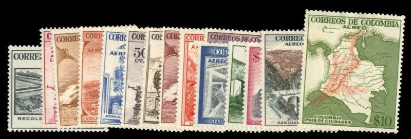 Colombia #C239-253 Cat$56.55, 1954 Airpost, complete set, hinged