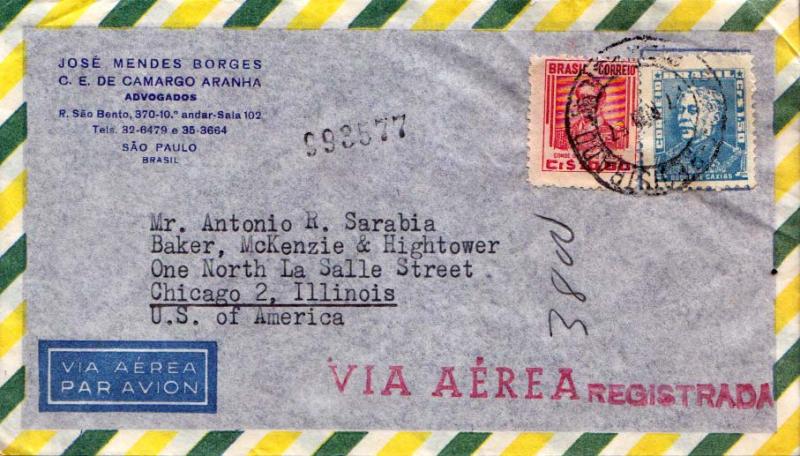 Brazil 1.50Cr Duke of Caxias and 10Cr Count of Porto Alegre 1957 Registrado, ...