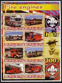 IRAQI KURDISTAN - 2005 - Fire Engines - Perf 8v Souv Sheet #1 -Mint Never Hinged