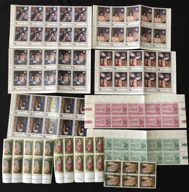 San Marino Art Europa Airs Blocks MNH Used (Apx 800 Stamps) HP1348