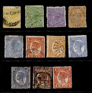 Queensland #Selection of 11 early stamps Used