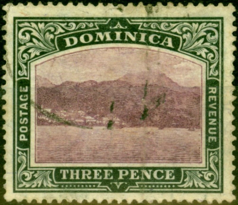 Dominica 1907 3d Dull Purple & Grey-Black SG41 Good Used