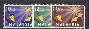 Malaysia, 1-3, Maps Singles,**MNH**
