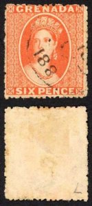 Grenada SG17 6d Deep Vermilion Wmk small Star Intermediate perf 15 Cat 38 pounds