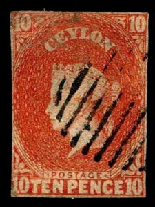 1857 Ceylon #10 Queen Victoria Watermark 6 - Used - VF - CV$350.00 (ESP#3547)