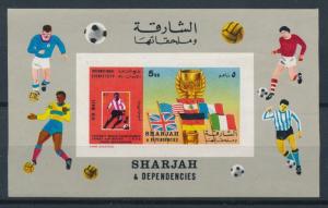 [96149] Sharjah 1970 World Cup Football Soccer Grey Imperf. Sheet MNH