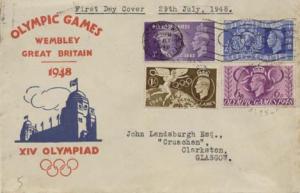 Great Britain 2 1/2d, 3d, 6d and 1/- KGVI 1948 Olympics 1948 Olympic Games We...