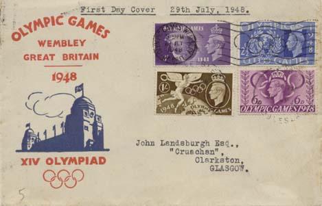 Great Britain 2 1/2d, 3d, 6d and 1/- KGVI 1948 Olympics 1948 Olympic Games We...