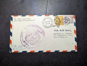 1929 USA LZ 127 Graf Zeppelin Airmail Cover FFC Los Angeles CA to New York NY