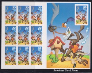 BOBPLATES #3391 Roadrunner Pane of 10 VF MNH SCV=$10