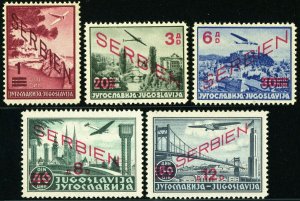 SERBIA German Occupation #2NC11-2NC15 Airmail Postage 1941 Europe WWII MNH OG