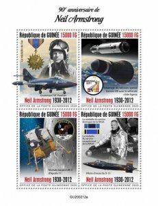 Guinea Space Stamps 2020 MNH Neil Armstrong Apollo 11 Moon Landing Medals 4v M/S