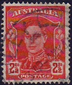 Australia 1942 Sc#194 SG#206, 2-1/2d Red KGVI, Kings USED